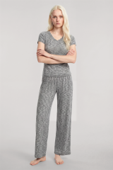 Akbeniz V Yaka Yumuşak Dokulu Pijama Takımı Gri