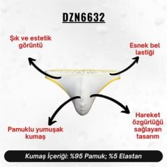 Sarı Biyeli Beyaz Erkek Tanga