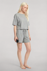 Akbeniz Kısa Kollu Şortlu Pijama Takımı Gri