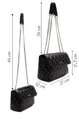 Women's Black Long Strap Quilted Shoulder Bag