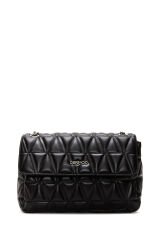Women's Black Long Strap Quilted Shoulder Bag