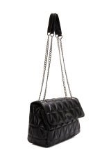 Women's Black Long Strap Quilted Shoulder Bag