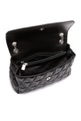 Women's Black Long Strap Quilted Shoulder Bag