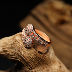 Gümüş zirkon taşlı Denge model rose gold trend bayan yüzük takı