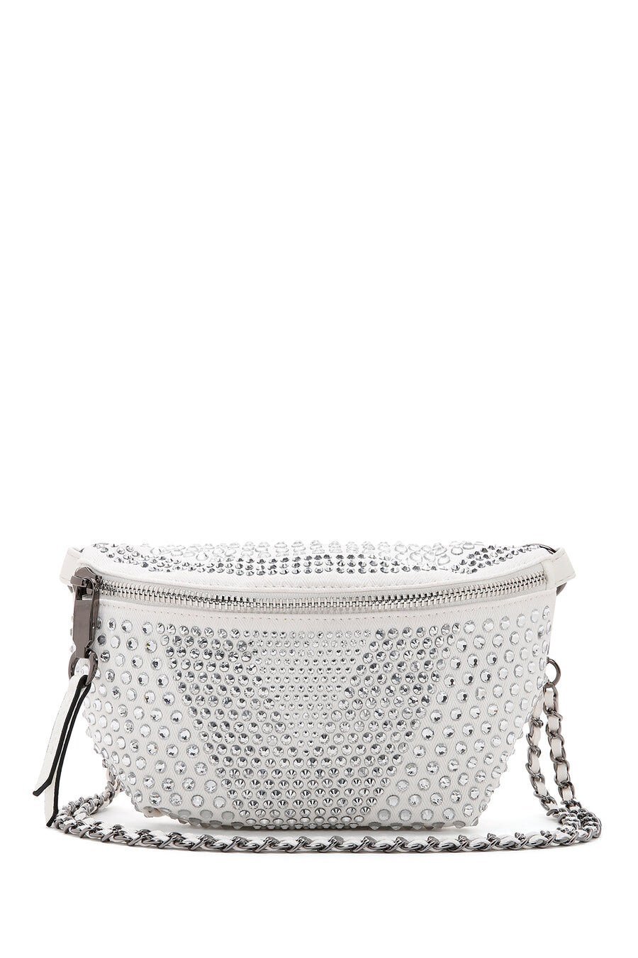 Women's Black Long Strap Stone Crossbody Bag