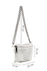 Women's Black Long Strap Stone Crossbody Bag
