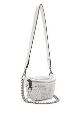 Women's Black Long Strap Stone Crossbody Bag