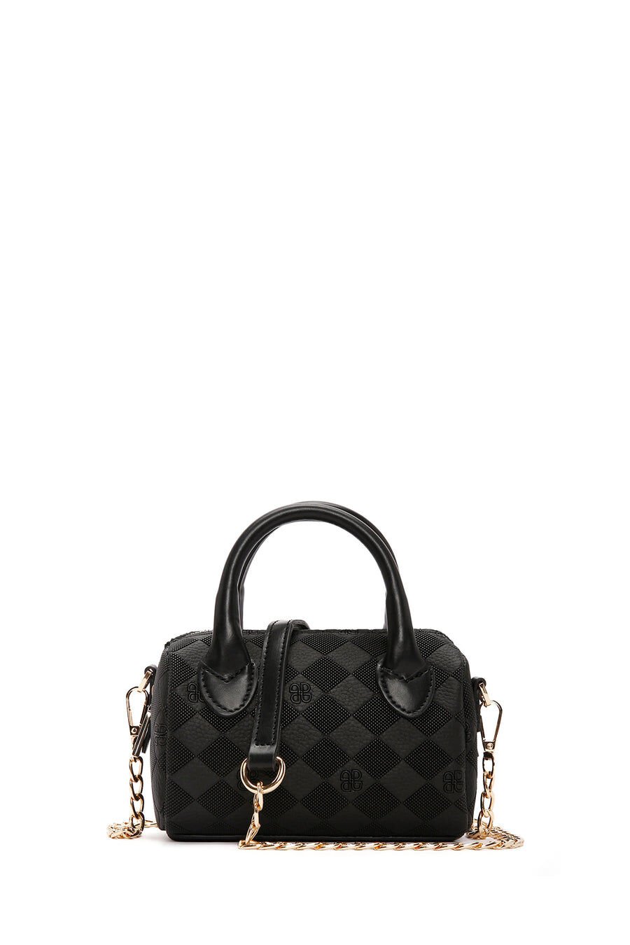Women's Black Long Strap Printed Mini Crossbody Bag