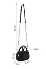 Women's Black Long Strap Printed Mini Crossbody Bag