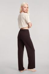Akbeniz Baskılı Crop T-Shirt Pantolon Takım Kum Kahve