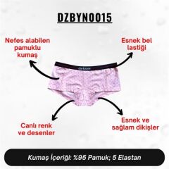 Dijital Baskılı Desenli Pembe Kadın Boxer
