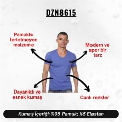 V Yaka Saks Erkek T-Shirt