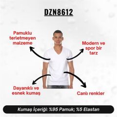V Yaka Beyaz Erkek T-Shirt