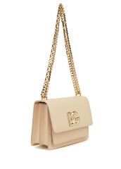 Dolce&Gabbana Cream Logo Women's Leather Shoulder Bag