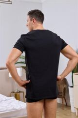 V Yaka Siyah Erkek T-Shirt