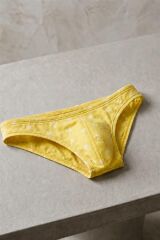 Erkek Papatya Desenli Sarı Pamuklu Klasik Slip Külot