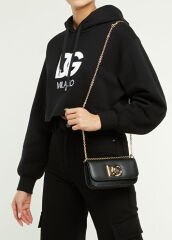 Dolce&Gabbana Black Women's Leather Shoulder Bag with Logo