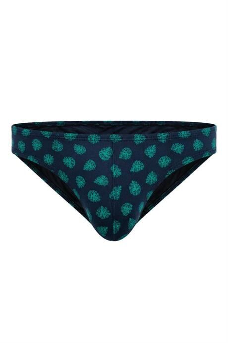 Erkek Kozalak Desenli Yeşil Pamuklu Klasik Slip Külot