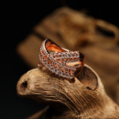 Gümüş baget zirkon taşlı model rose gold trend bayan yüzük takı