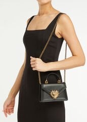 Dolce&Gabbana Devotion Black Women's Leather Shoulder Bag