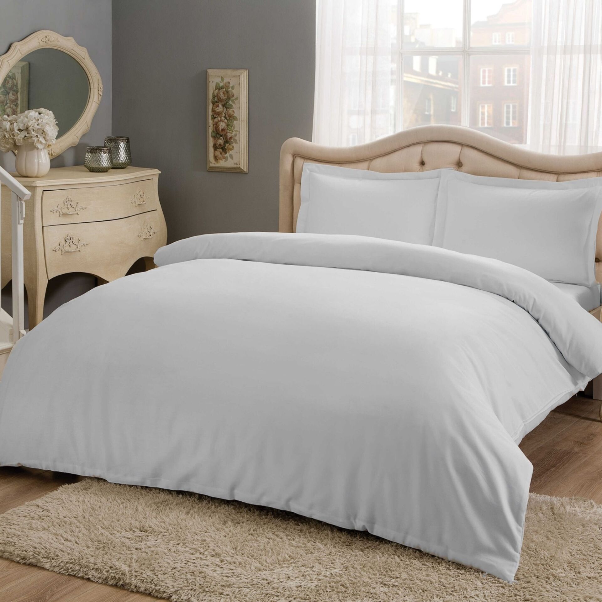 Taç Saten Basic King Size Nevresim Takımı Gri