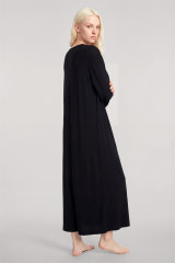 Yumuşak Dokulu Dökümlü Uzun Kimono Siyah