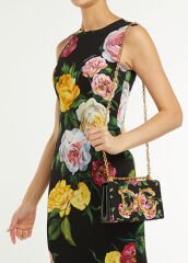 Dolce&Gabbana Pink Black Patterned Women's Silk Bag