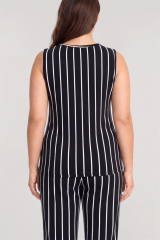 Akbeniz Büyük Beden Siyah Çizgili Yelekli Yazlık Pijama Takımı