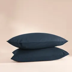 %100 Pamuk Percale 2'li Yastık Kılıfı Lacivert - Pure Serisi