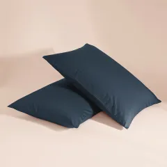 %100 Pamuk Percale 2'li Yastık Kılıfı Lacivert - Pure Serisi