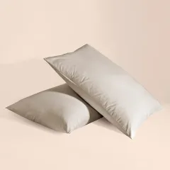 %100 Pamuk Percale 2'li Yastık Kılıfı Taş Rengi - Pure Serisi