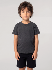 Akbeniz Erkek Çocuk Füme Basic Kısa Kollu Şortlu Pijama Takımı