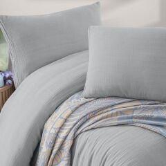 Schafer Home Nature Müslin Yatak Örtüsü Nevresim Seti 5 Parça-Mavi