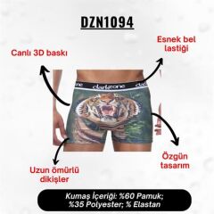 Kaplan Desenli 3D Yeşil Boxer