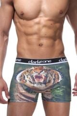 Kaplan Desenli 3D Yeşil Boxer