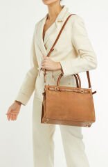 GEORGE HOGG SMART Tan Women's Suede Bag