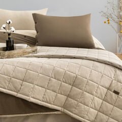 Schafer Home Soft Yatak Örtüsü Nevresim Seti 5 Parça-Bej