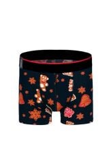 Yeni Yıl Figürleri Desenli Yılbaşı Erkek Boxer (Dijital Baskılı)