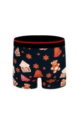 Yeni Yıl Figürleri Desenli Yılbaşı Erkek Boxer (Dijital Baskılı)