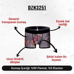 Desenli Transparan Erkek Kısa Boxer
