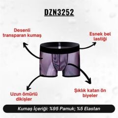 Desenli Transparan Erkek Kısa Boxer