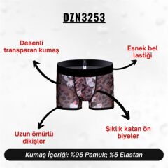 Desenli Transparan Erkek Kısa Boxer