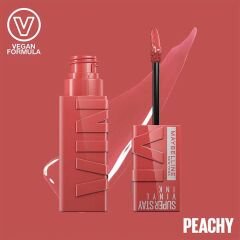 Maybelline New York Super Stay Vinyl Ink Uzun Süre Kalıcı Likit Parlak Ruj 15 Peachy
