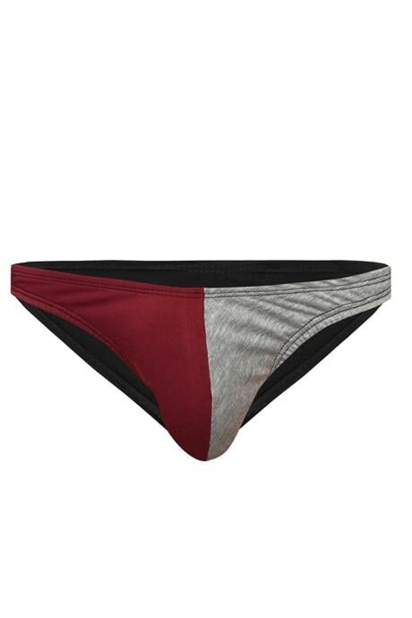 Erkek Bordo Gri Pamuklu Klasik Slip Külot S