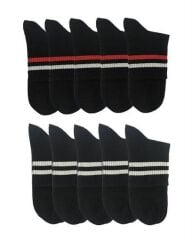 Erkek Siyah 10'Lu Kısa Spor Çorap