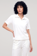 Akbeniz Kadın Beyaz Polo Yaka Pijama Takımı
