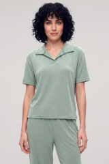Akbeniz Kadın Yeşil Polo Yaka Pijama Takımı