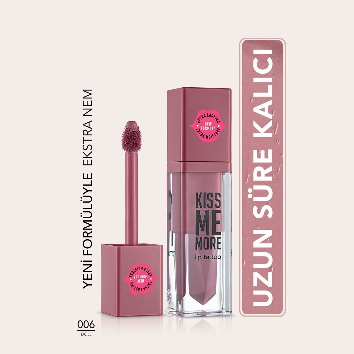 Flormar Kiss Me More Yoğun Nemlendirici Likit Mat Ruj Puslu Açık Mor