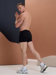 Geniş Lastikli Erkek Siyah Boxer