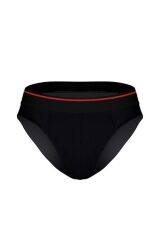 Erkek Kırmızı Çizgili Lastikli Siyah Slip